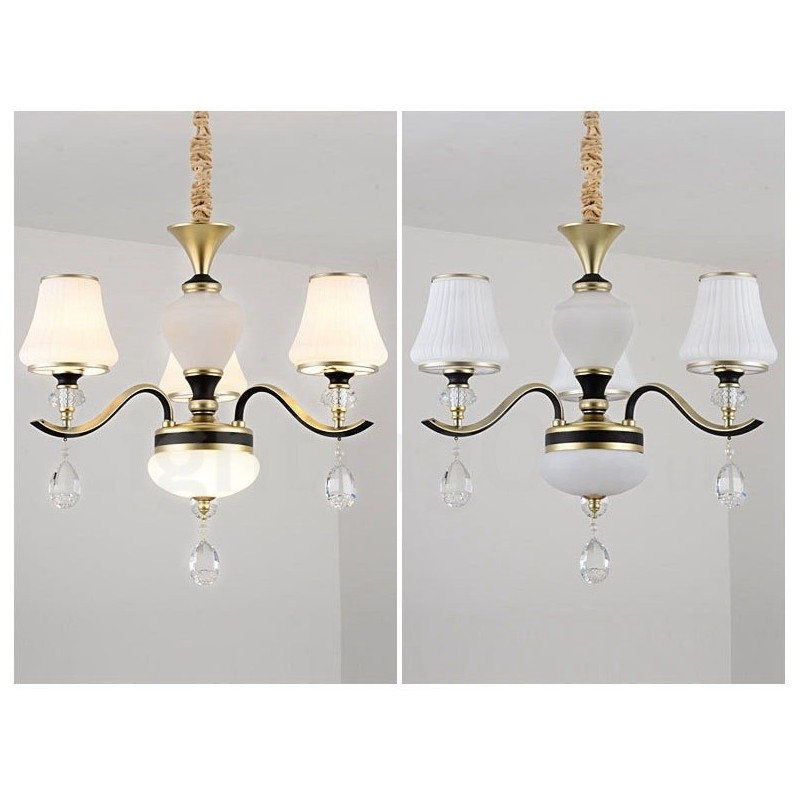 Lámpara colgante de cristal moderna, contemporánea, retro, de lujo, con pantalla de cristal