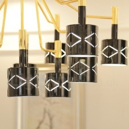 Lámpara de araña moderna contemporánea de acero de 12 luces con pantalla de acero