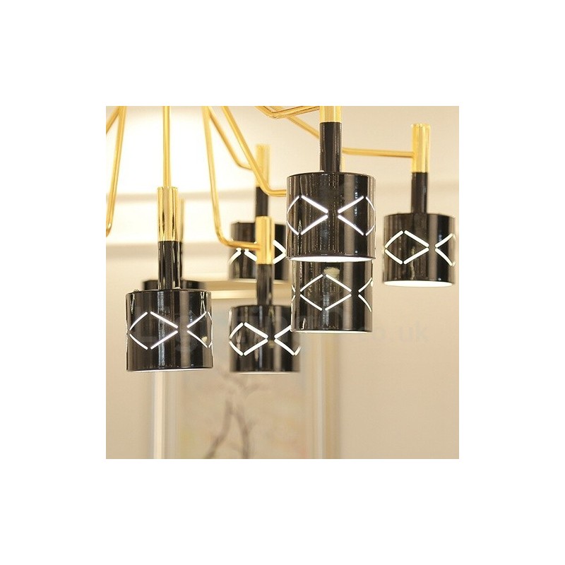 Lámpara de araña moderna contemporánea de acero de 12 luces con pantalla de acero