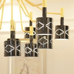 Lámpara de araña moderna contemporánea de acero de 15 luces con pantalla de acero