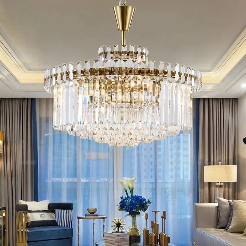 Lámpara colgante moderna contemporánea de acero de 9 luces con pantalla de cristal