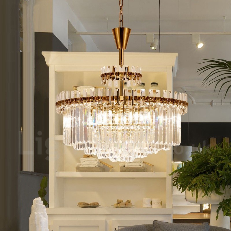 Lámpara colgante moderna contemporánea de acero de 9 luces con pantalla de cristal