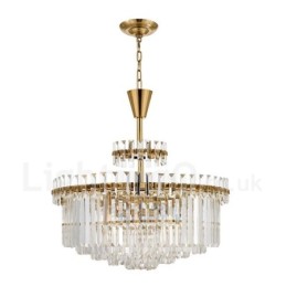Lámpara colgante moderna contemporánea de acero de 9 luces con pantalla de cristal