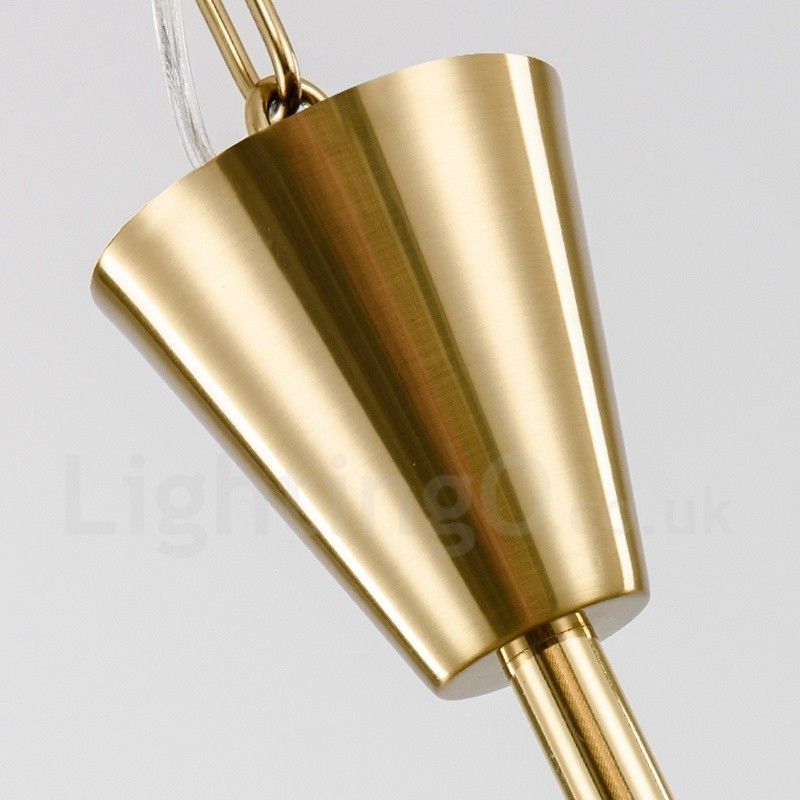Lámpara colgante moderna contemporánea de acero de 9 luces con pantalla de cristal