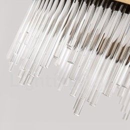 Lámpara colgante moderna y contemporánea de acero con pantalla de cristal