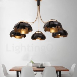 Lámpara de araña moderna contemporánea de acero de 5 luces con pantalla acrílica