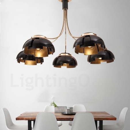 Lámpara de araña moderna contemporánea de acero de 5 luces con pantalla acrílica Lámpara de araña moderna contemporánea de acero de 5 luces con pantalla acrílica
