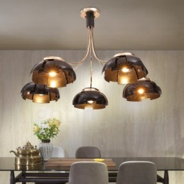 Lámpara de araña moderna contemporánea de acero de 5 luces con pantalla acrílica