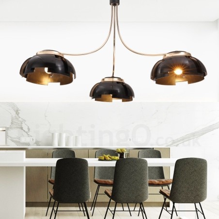 Lámpara de araña moderna contemporánea de acero de 3 luces con pantalla acrílica Lámpara de araña moderna contemporánea de acero de 3 luces con pantalla acrílica