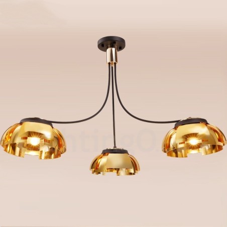 Lámpara de araña moderna contemporánea de acero de 3 luces con pantalla acrílica Lámpara de araña moderna contemporánea de acero de 3 luces con pantalla acrílica