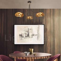 Lámpara de araña moderna contemporánea de acero de 3 luces con pantalla acrílica