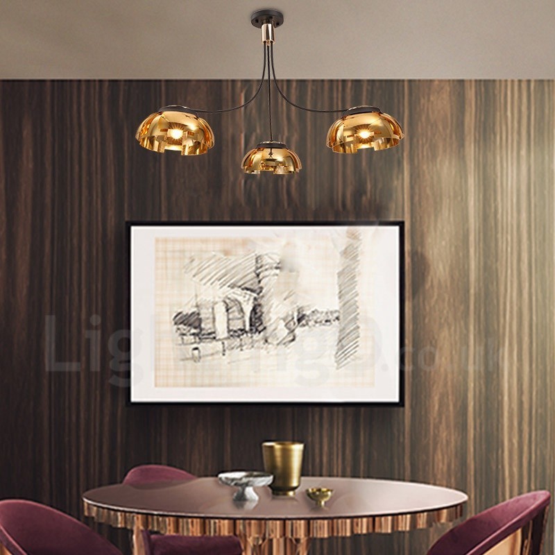 Lámpara de araña moderna contemporánea de acero de 3 luces con pantalla acrílica