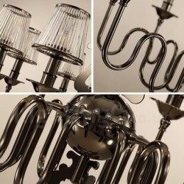 Lámpara de araña moderna contemporánea de acero de 8 luces con pantalla acrílica