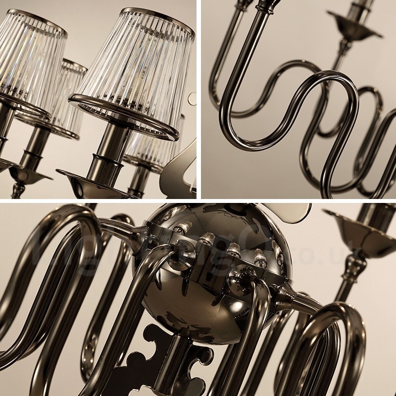 Lámpara de araña moderna contemporánea de acero de 8 luces con pantalla acrílica