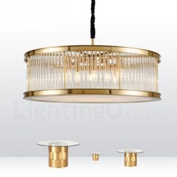 Lámpara colgante moderna y contemporánea de acero de 8 luces con pantalla de acrílico de cristal