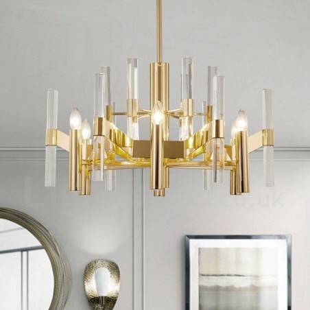 Lámpara de araña moderna y contemporánea de metal de 8 luces con pantalla de cristal Lámpara de araña moderna y contemporánea de metal de 8 luces con pantalla de cristal
