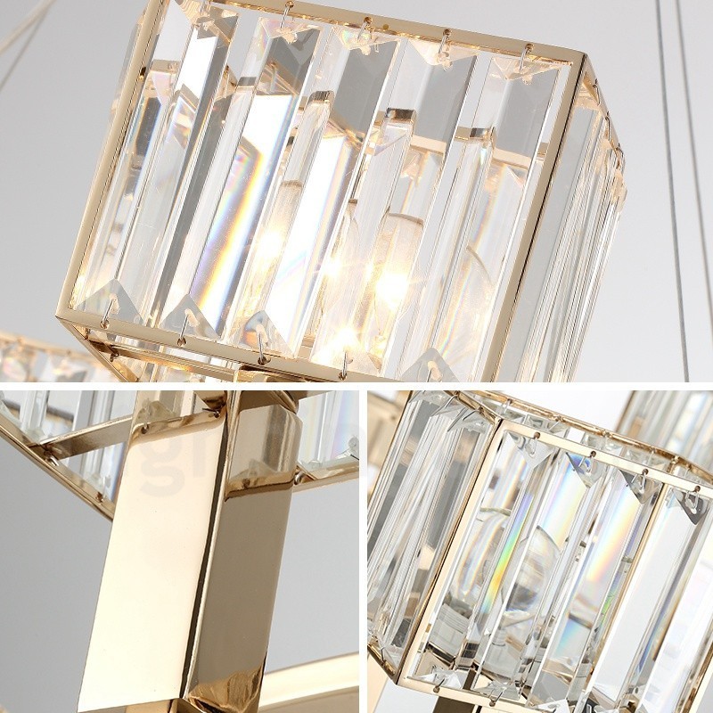 Lámpara colgante moderna contemporánea de acero de 10 luces con pantalla de cristal