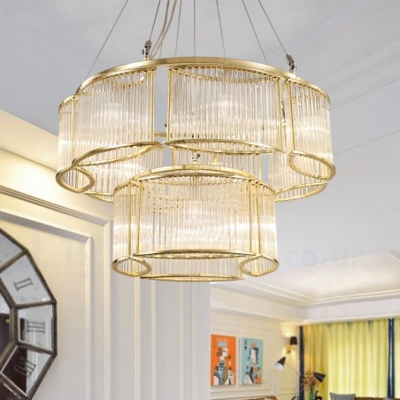 Lámpara colgante moderna contemporánea de acero de 11 luces con pantalla de cristal Lámpara colgante moderna contemporánea de acero de 11 luces con pantalla de cristal