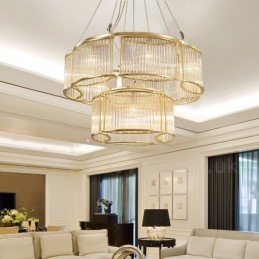 Lámpara colgante moderna contemporánea de acero de 11 luces con pantalla de cristal