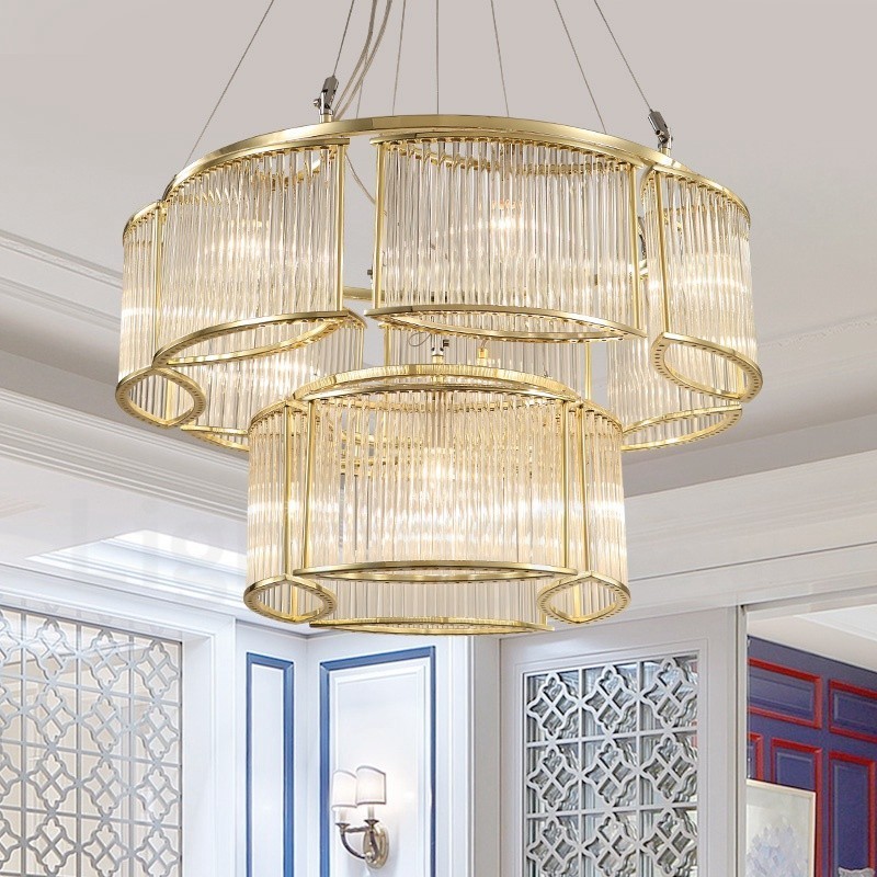 Lámpara colgante moderna contemporánea de acero de 11 luces con pantalla de cristal