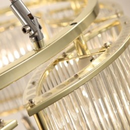 Lámpara colgante moderna contemporánea de acero de 11 luces con pantalla de cristal
