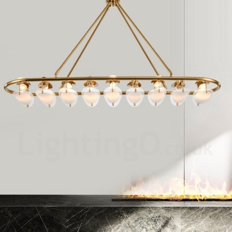 Lámpara colgante moderna contemporánea de latón de 9 luces con pantalla de vidrio Lámpara colgante moderna contemporánea de latón de 9 luces con pantalla de vidrio