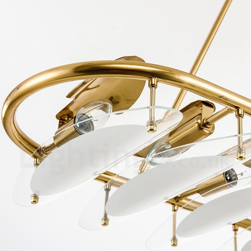 Lámpara colgante moderna contemporánea de latón de 9 luces con pantalla de vidrio