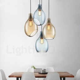Lámpara colgante moderna contemporánea de vidrio de 1 luz con pantalla de vidrio