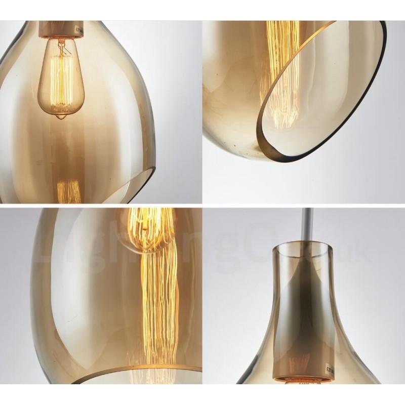 Lámpara colgante moderna contemporánea de vidrio de 1 luz con pantalla de vidrio