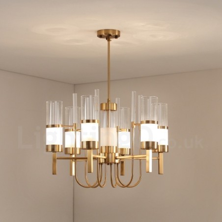 Lámpara de araña de acero de 6 luces con pantalla de cristal, estilo rústico y contemporáneo Lámpara de araña de acero de 6 luces con pantalla de cristal, estilo rústico y contemporáneo