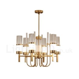 Lámpara de araña de acero de 6 luces con pantalla de cristal, estilo rústico y contemporáneo