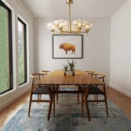 Lámpara de araña moderna y contemporánea de aleación de aluminio de 6 luces con pantalla de cristal
