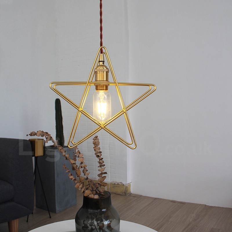 Lámpara colgante moderna contemporánea de latón de 1 luz con pantalla