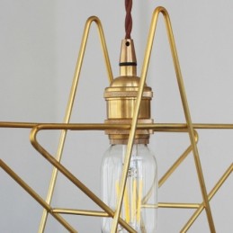 Lámpara colgante moderna contemporánea de latón de 1 luz con pantalla