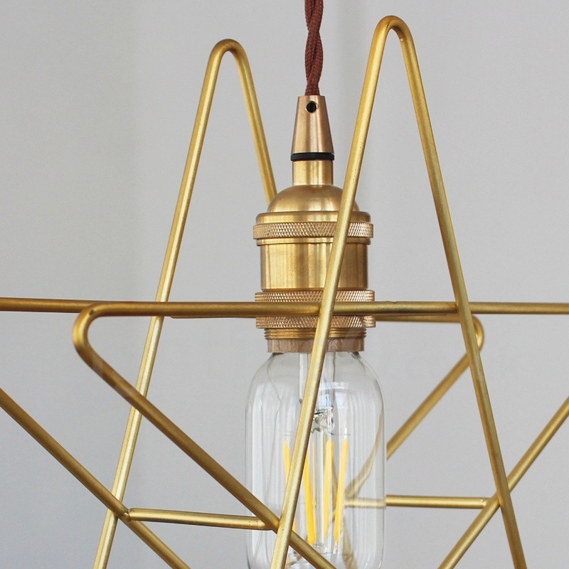 Lámpara colgante moderna contemporánea de latón de 1 luz con pantalla