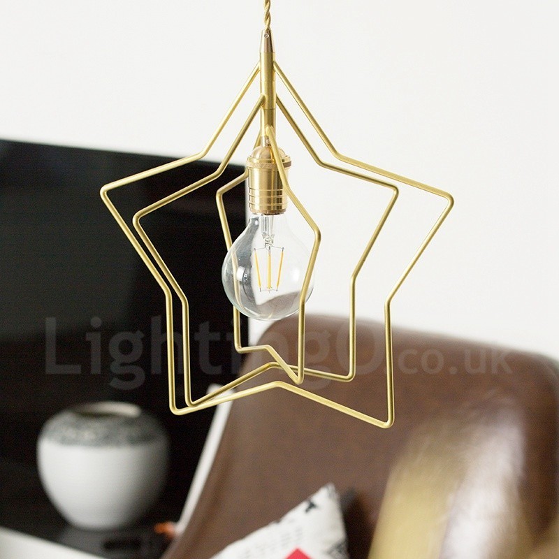 Lámpara colgante moderna contemporánea de latón de 1 luz con pantalla