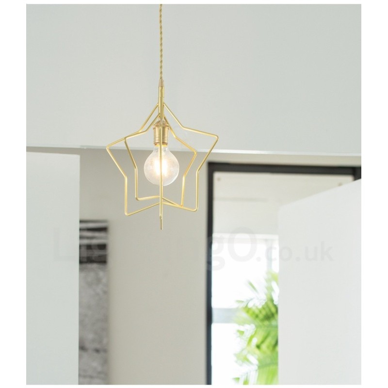Lámpara colgante moderna contemporánea de latón de 1 luz con pantalla