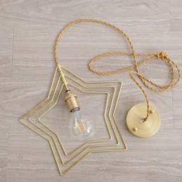Lámpara colgante moderna contemporánea de latón de 1 luz con pantalla