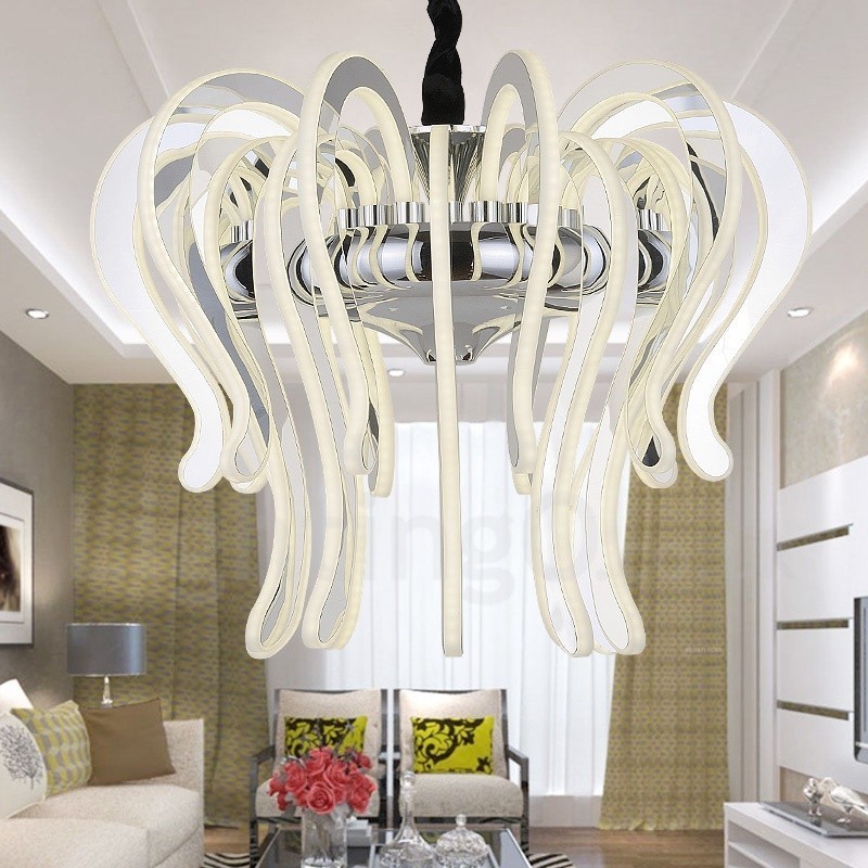 Lámpara de araña moderna contemporánea de acero de 20 luces con pantalla acrílica