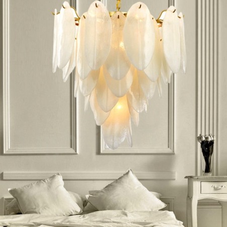 Lámpara colgante moderna contemporánea de acero de 6 luces con pantalla de vidrio Lámpara colgante moderna contemporánea de acero de 6 luces con pantalla de vidrio