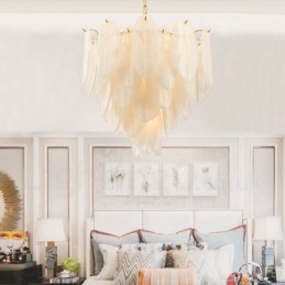 Lámpara colgante moderna contemporánea de acero de 6 luces con pantalla de vidrio