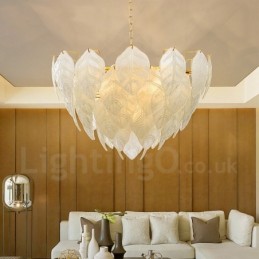 Lámpara colgante moderna contemporánea de acero de 4 luces con pantalla de vidrio