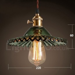 Lámpara colgante rústica retro de acero de una luz con pantalla de vidrio