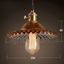Lámpara colgante rústica retro de acero de una luz con pantalla de vidrio