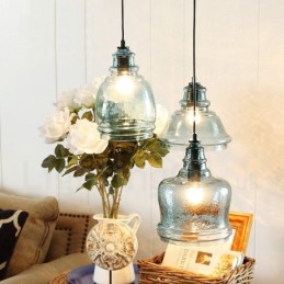 Lámpara colgante moderna contemporánea de acero de 1 luz con pantalla de vidrio
