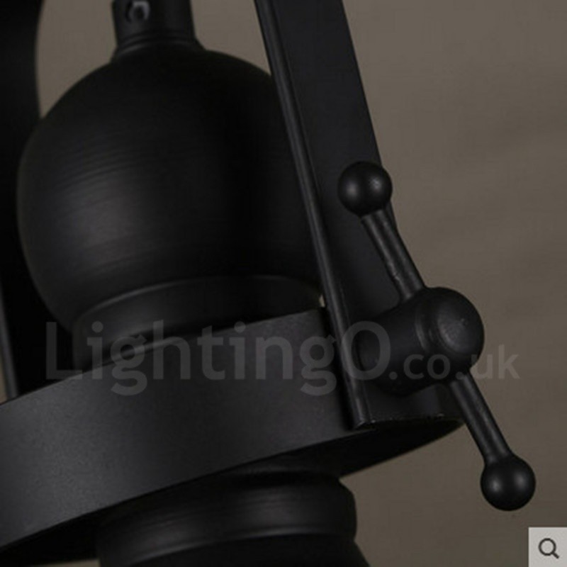 Lámpara colgante retro de acero de 1 luz con pantalla de cristal