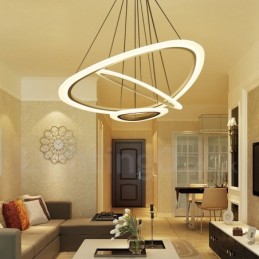 Lámpara colgante moderna contemporánea de 3 luces de aleación de aluminio con pantalla acrílica y regulable con control remoto