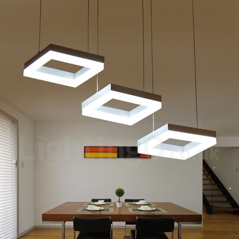 Lámpara colgante moderna y contemporánea de 3 luces de aleación de aluminio con pantalla acrílica