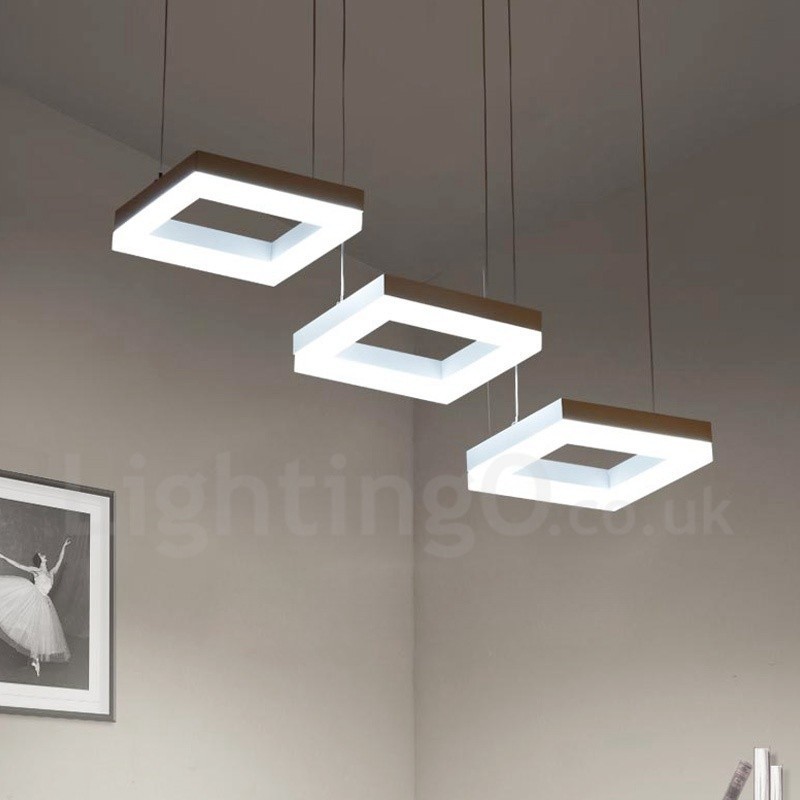 Lámpara colgante moderna y contemporánea de 3 luces de aleación de aluminio con pantalla acrílica