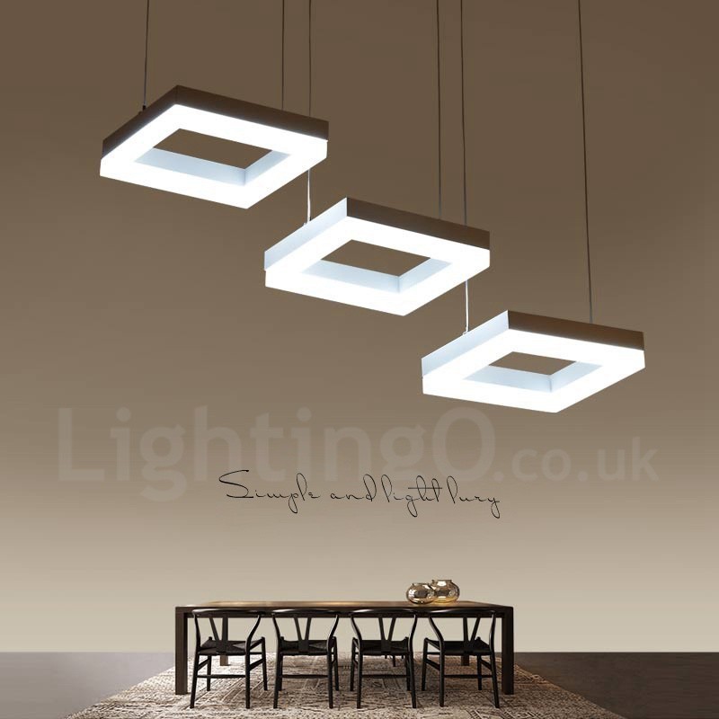 Lámpara colgante moderna y contemporánea de 3 luces de aleación de aluminio con pantalla acrílica